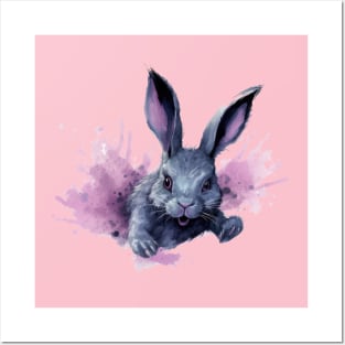 Boundless Joy: The Pastel Pink Burst of the Jumping Rabbit Posters and Art